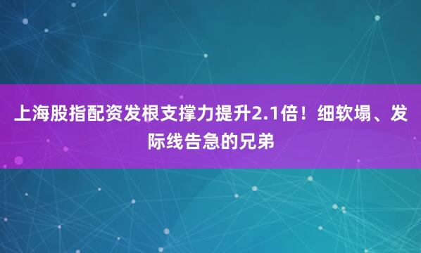 上海股指配资发根支撑力提升2.1倍！细软塌、发际线告急的兄弟